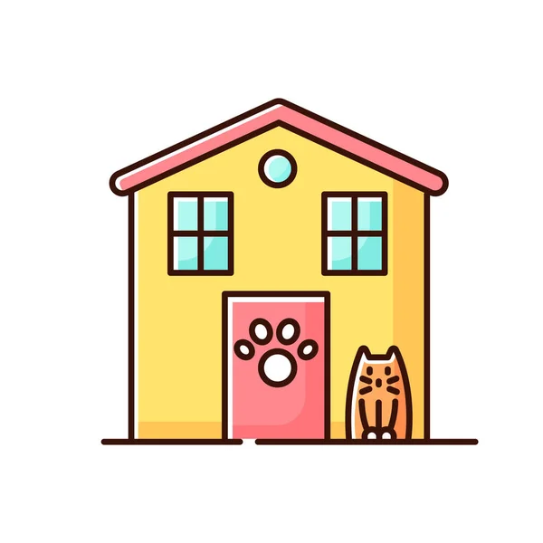 Animal Refugio Exterior Signo Amarillo Icono Color Rgb Casa Perros — Vector de stock