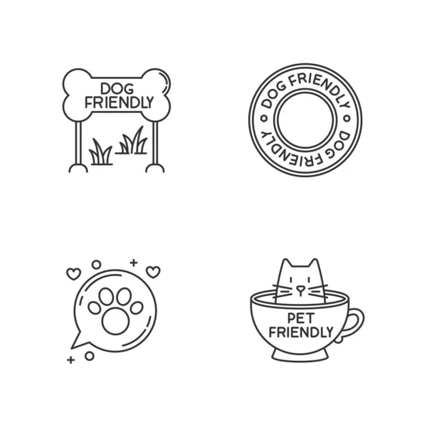 Cat Dog Friendly Áreas Emblemas Pixel Conjunto Ícones Lineares Perfeitos — Vetor de Stock