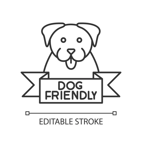 Perro Píxel Área Amigable Icono Lineal Perfecto Cachorro Permitido Marca — Vector de stock