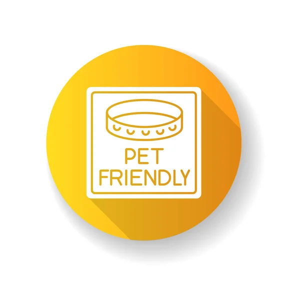 宠物友好的区域标志着黄色平面设计长阴影象形文字 允许带项圈的家畜 猫狗欢迎 允许在公共场合 轮廓Rgb彩色图片 — 图库矢量图片