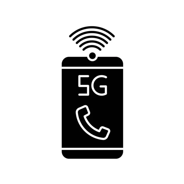 Mobile Network Black Glyph Icon Improved Standard Phone Calls Voice — Stock Vector