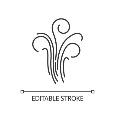 Hava girdabı pikseli mükemmel doğrusal simge. Soğuk taze rüzgar. Kasırga. Güzel koku, buharlaşma. İnce çizgi özelleştirilebilir illüstrasyon. Contour sembolü. Vektör izole çizim. Düzenlenebilir vuruş
