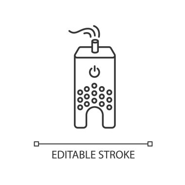 Ultrasonik nemlendirici piksel mükemmel doğrusal simge. Ev iyonlaştırıcısı, sessiz mod cihazı. İnce çizgi özelleştirilebilir illüstrasyon. Contour sembolü. Vektör izole çizim. Düzenlenebilir vuruş