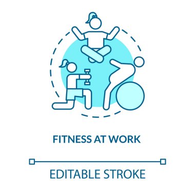 Turkuaz konsept ikonunda spor. Sportif kadın. Fiziksel acı dindirme etkinliği. Tükenme fikrinin ince çizgi çizimini engeller. Vektör izole edilmiş RGB renk çizimi. Düzenlenebilir vuruş