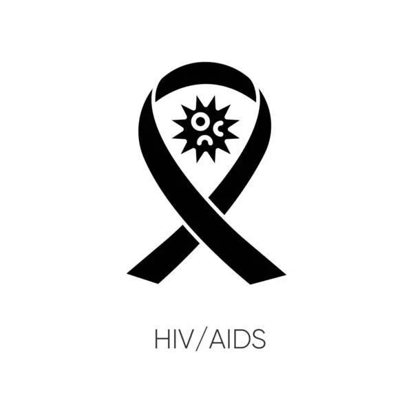 Hiv Aids Black Glyph Icon Human Immunodeficiency Virus Acquired Immune — Stock Vector
