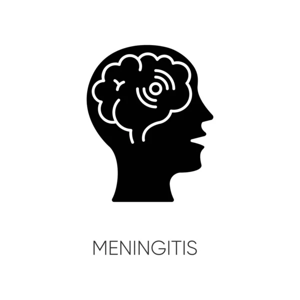 Meningitis Icono Glifo Negro Enfermedad Meningocócica Contagiosa Peligrosas Meninges Símbolo — Vector de stock