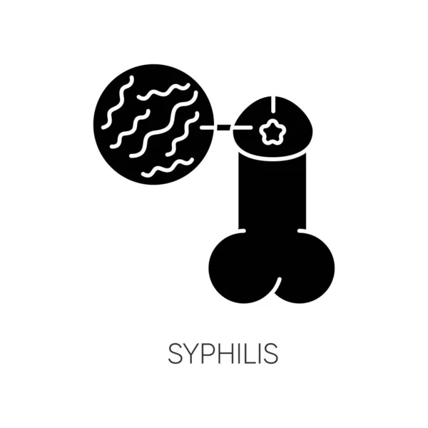 Syfilis Czarny Glif Ikona Niebezpieczna Choroba Przenoszona Drogą Płciową Zaraźliwa — Wektor stockowy