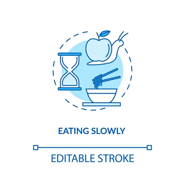Comer Lentamente Icono Concepto Idea Nutrición Consciente Ilustración Línea Delgada — Vector de stock