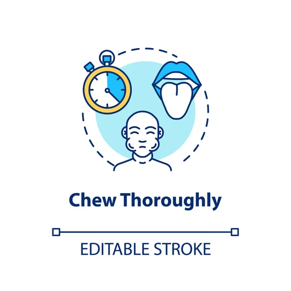 Chew Thoroughly Concept Icon Conscious Nutrition Mindful Eating Idea Thin — Stock Vector