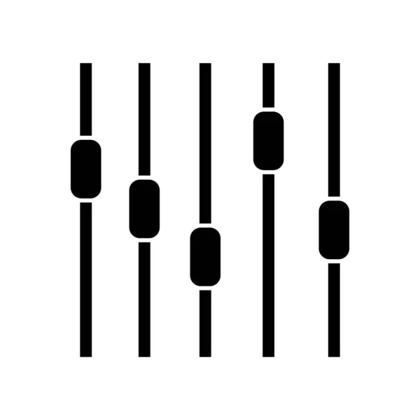 音楽イコライザー黒いグリフアイコン 音の調整 音量および周波数制御装置 ナイトクラブミュージック 白い空間でDj職業シルエットのシンボル ベクトル分離図 — ストックベクタ