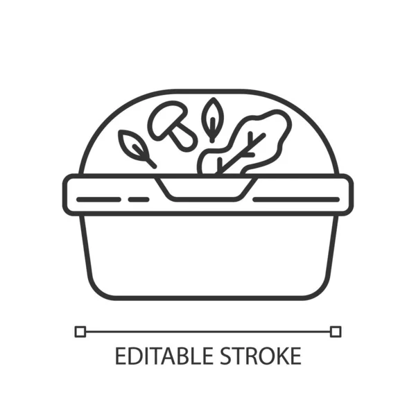 Plastic Container Voor Salade Pixel Perfecte Lineaire Pictogram Dunne Lijn — Stockvector