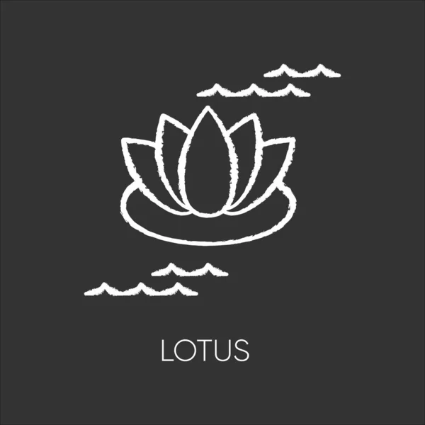 Lotus Icône Blanche Craie Sur Fond Noir Fleurs Lys Fleurs — Image vectorielle