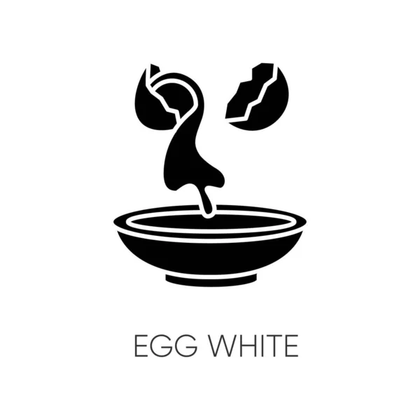 Yumurta Beyazı Siyah Kabartma Simgesi Albümlerle Çatlamış Kabuk Protein Kaynağı — Stok Vektör