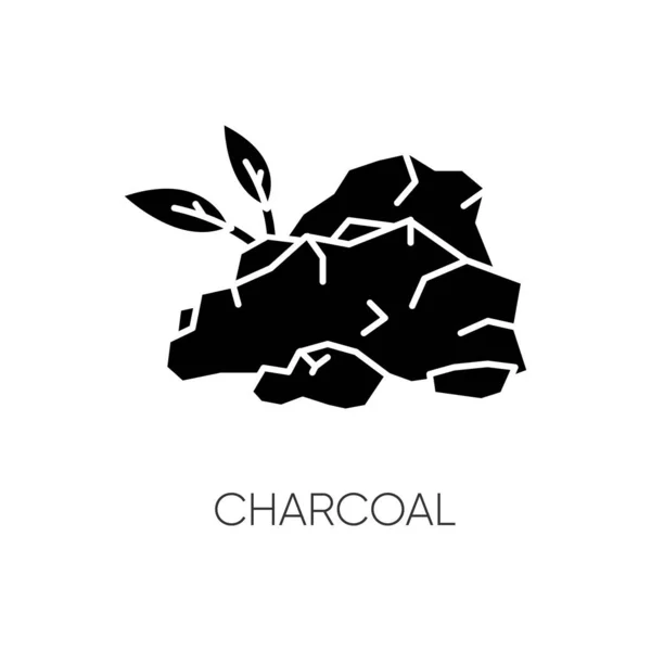 Icono Glifo Negro Carbón Componente Natural Del Cuidado Piel Belleza — Vector de stock