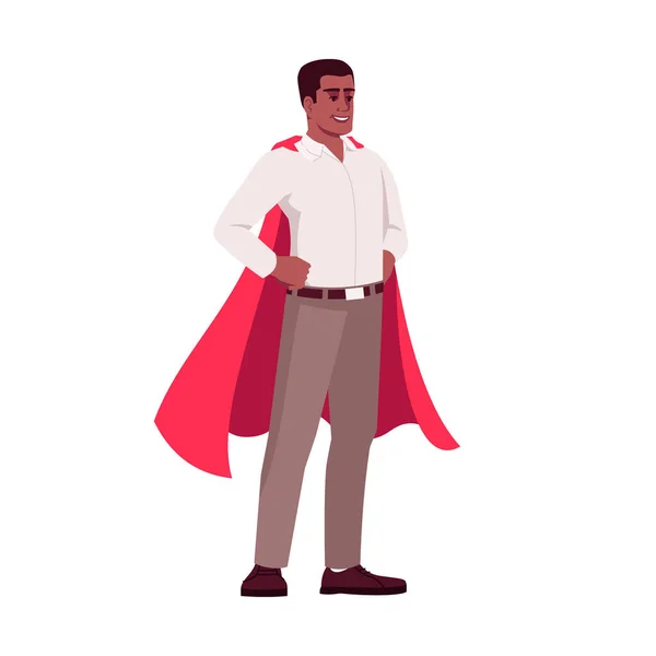 反危機管理半フラットRgbカラーベクトルイラスト オフィスの労働者は スーパーヒーローの男性のCeoは白い背景に隔離された漫画のキャラクターを捉えます 職場問題解決コンセプト — ストックベクタ