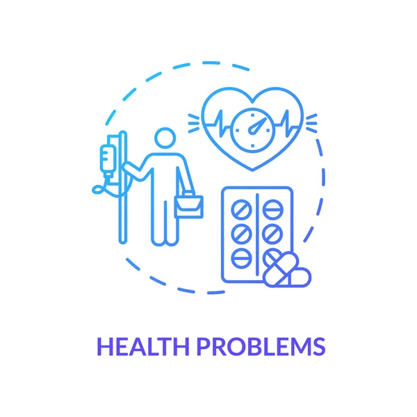 Проблеми Здоров Блакитна Піктограма Концепції Хворий Пацієнт Призначені Ліки Проблеми — стоковий вектор