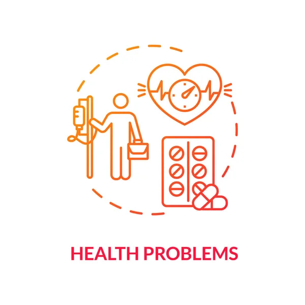 Проблеми Здоров Червона Піктограма Концепції Медичне Лікування Призначені Ліки Проблеми — стоковий вектор