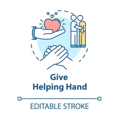 El konsepti ikonu ver. Arkadaşlık tavsiyesi. En iyi arkadaş aşkı, karşılıklı psikolojik destek fikri ince çizgi çizimi. Vektör izole edilmiş RGB renk çizimi. Düzenlenebilir vuruş