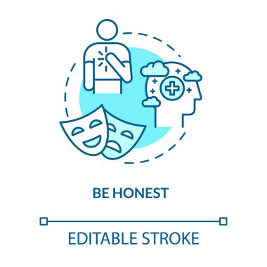 Dürüst bir konsept ikonu ol. Arkadaşlık ilişkileri tüyo verir. Gerçeği söylemek. Sadık ve sadık bir arkadaş olmak ince bir çizgi çizimi gerektirir. Vektör izole edilmiş Rgb çizimi. Düzenlenebilir vuruş