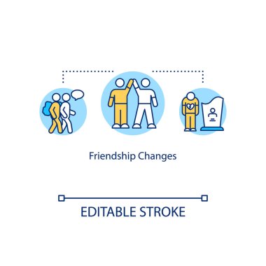 Arkadaşlık kavram simgesini değiştirir. Çiftler kaybeder. İlişkiler biter, fikir ayrılığı ince çizgili çizgiler çizilir. En iyi arkadaşlarımı hatırlıyorum. Vektör izole edilmiş Rgb çizimi. Düzenlenebilir vuruş