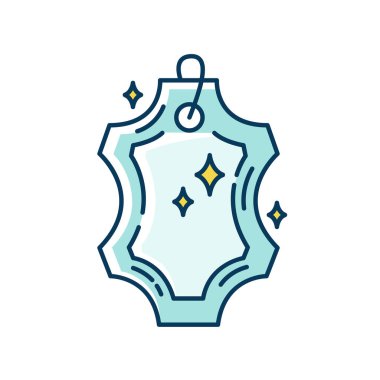 Deri kuru temizleme mavi ve sarı RGB renk simgesi. Giysiler ve ayakkabılar profesyonel yıkama, çamaşır servisi. Eko deri temizliği, leke çıkarma. İzole vektör illüstrasyonu