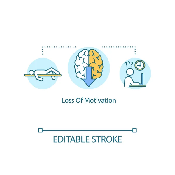 Ikona Konceptu Ztráty Motivace Pocit Nemotivované Myšlenky Tenká Čára Ilustrace — Stockový vektor