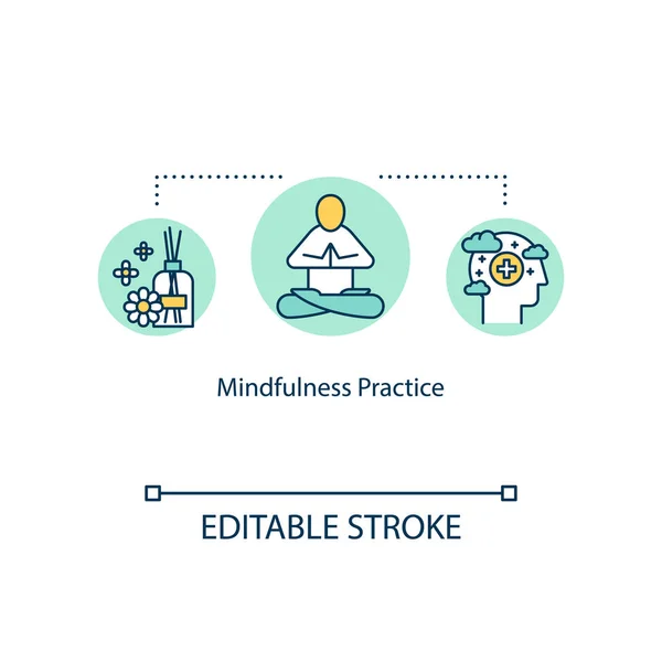 Mindfulness Practice Concept Icon Meditation Idea Thin Line Illustration Chinese — Stock Vector