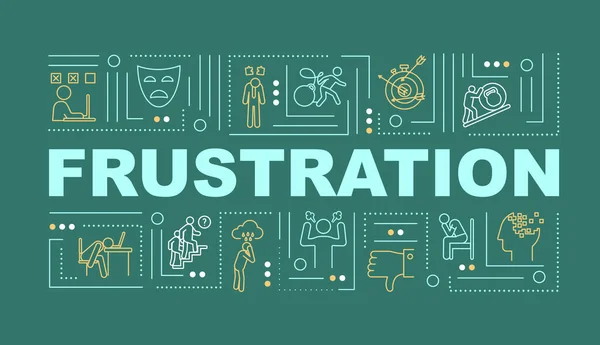 Frustration Word Concepts Banner Dissatisfaction Lack Motivation Infographics Linear Icons — Stock Vector
