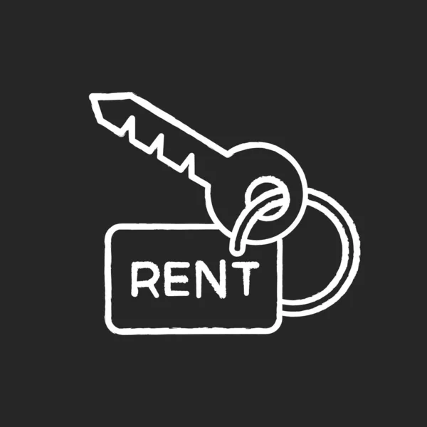 Hausschlüsselkreide Weißes Symbol Auf Schwarzem Hintergrund Rent Service Immobilien Sind — Stockvektor