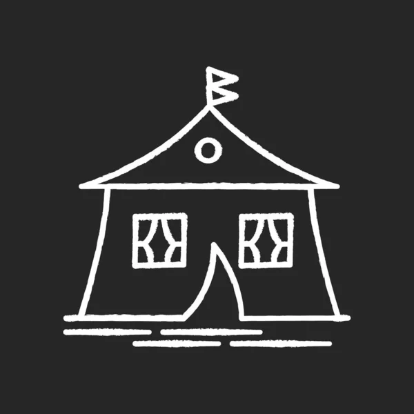 Siyah Arkaplanda Çadır Beyaz Tebeşir Simgesi Kamp Alanı Arap Çadırı — Stok Vektör