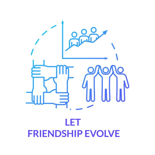 Lasci Amicizia Evolvere Icona Concetto Interazioni Sociali Comunicazione Abilità Personali — Vettoriale Stock