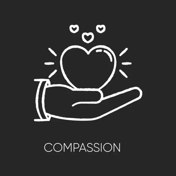 Сострадание Мелом Белый Значок Черном Фоне Эмоциональная Поддержка Дружеское Сочувствие — стоковый вектор