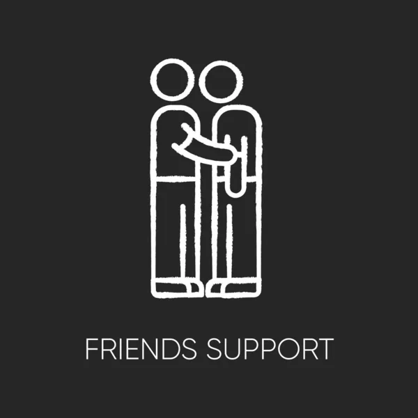 Vrienden Ondersteunen Krijt Wit Pictogram Zwarte Achtergrond Vriendelijke Hulp Hulp — Stockvector