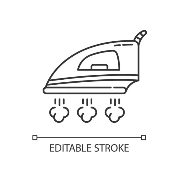 Dokonalá Lineární Ikona Prádelna Žehličko Vyhlazování Železa Párou Tenká Čára — Stockový vektor