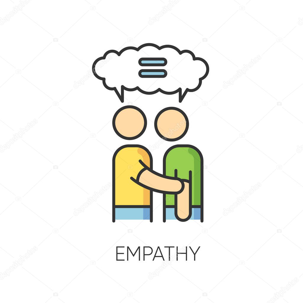 Empathy RGB color icon. Strong emotional bond, interpersonal understanding, friendship symbol. Mutual support and solidarity, friendly social relationship. Isolated vector illustration