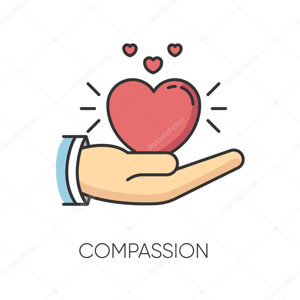 Compassion RGB color icon. Emotional support, friendly sympathy. Empathy, solidarity and friendship symbol. Voluntary care, charitable help and kindness. Isolated vector illustration