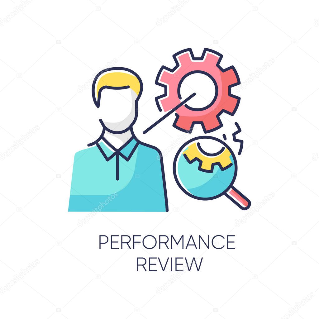 Performance review RGB color icon. Job efficiency assessment, employee effectiveness evaluation. Workflow productivity optimization, professional time management. Isolated vector illustration