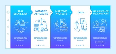 Yasal hizmetler vektör şablonunda. Yasal danışmanlık. Hukuk bürosundan yardım. Simgeli ilgili mobil web sitesi. Web sayfası basamak ekranları. Rgb renk kavramı