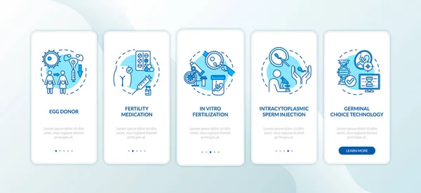 Termékenységi Gyógyszert Onboarding Mobil App Oldal Képernyő Fogalmakkal Vitro Megtermékenyítés — Stock Vector