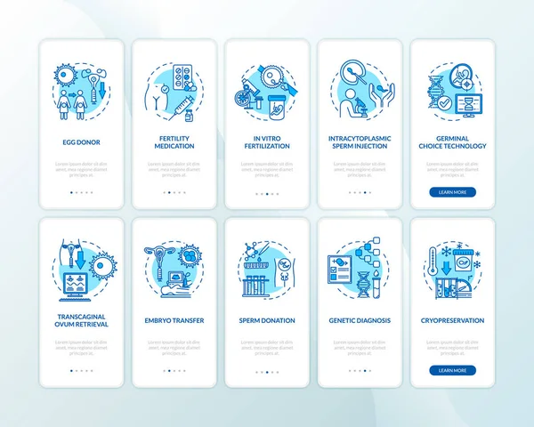 Kehamilan Alternatif Onboarding Layar Halaman Aplikasi Seluler Dengan Konsep Rekayasa - Stok Vektor