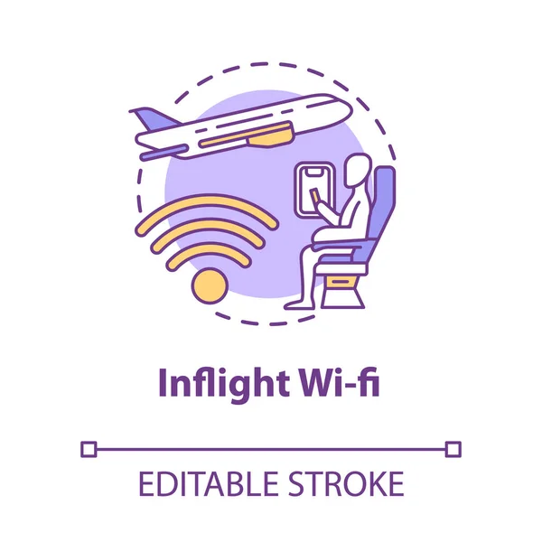 Inflight Icono Concepto Wifi Servicio Avión Internet Bordo Cobertura Inalámbrica — Vector de stock