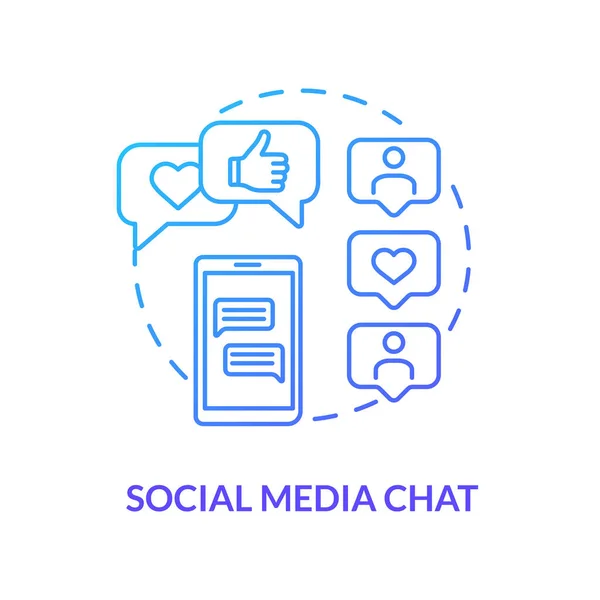 Redes Sociales Chat Icono Concepto Azul Comunicación Línea Habla Través — Archivo Imágenes Vectoriales