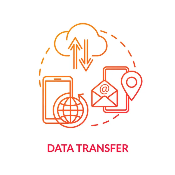 Veri Transferi Kırmızı Konsept Simgesi Bilgileri Internete Yükle Şebeke Servisi — Stok Vektör