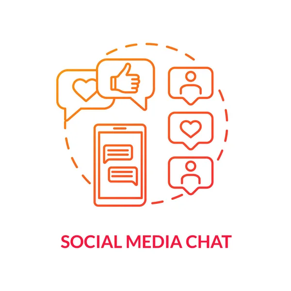 Redes Sociales Chat Icono Concepto Rojo Comunicación Línea Habla Través — Archivo Imágenes Vectoriales