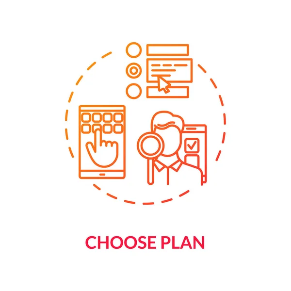 Επιλέξτε Σχέδιο Κόκκινο Εικονίδιο Έννοια Επιλέξτε Την Επιλογή Συνδρομής Διαχείριση — Διανυσματικό Αρχείο