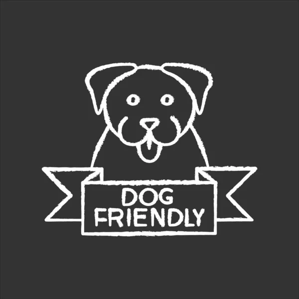 Área Amigable Para Perros Tiza Icono Blanco Sobre Fondo Negro — Vector de stock