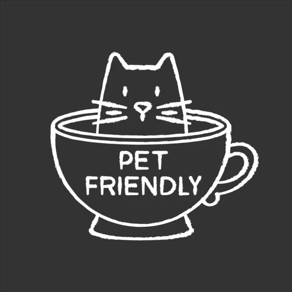 Katzenfreundlich Café Kreide Weißes Symbol Auf Schwarzem Hintergrund Kätzchen Erlaubt — Stockvektor