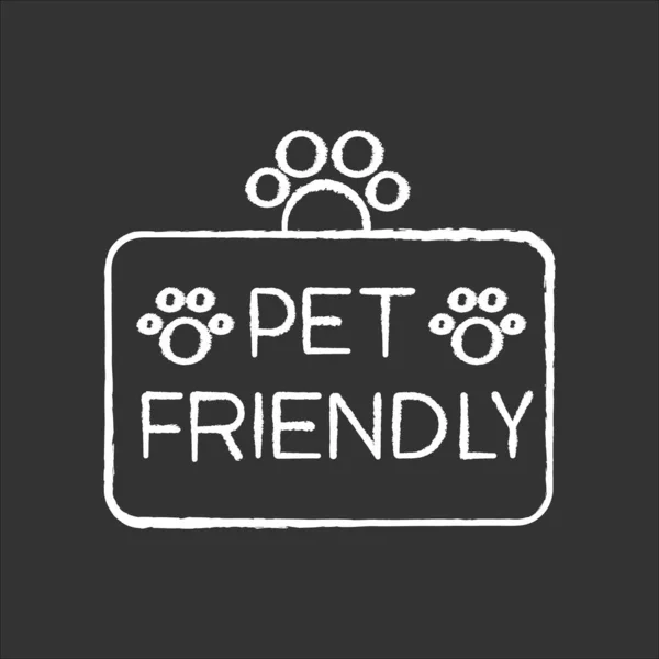 Pet Friendly Terytorium Kreda Biała Ikona Czarnym Tle Salon Pielęgnacyjny — Wektor stockowy