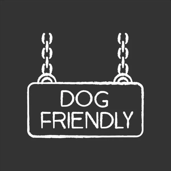 Dog Friendly Territory Chalk White Icon Black Background Doggy Permitted — Stock Vector