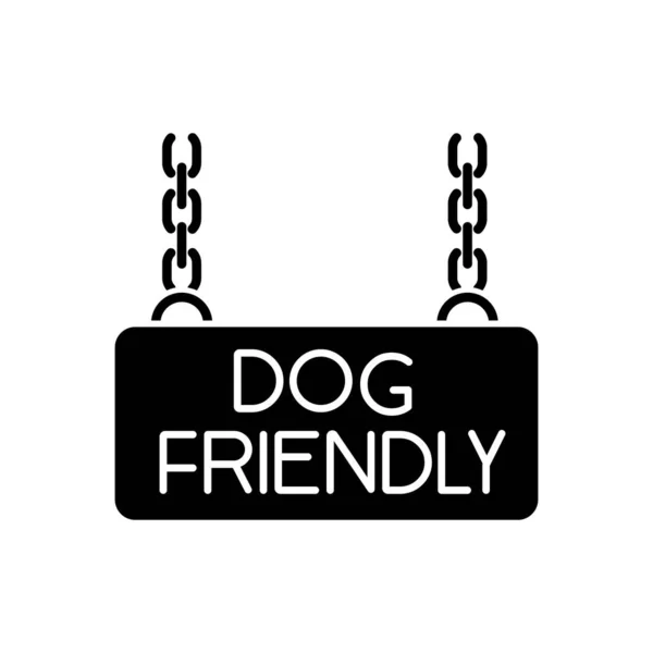 Dog Friendly Territory Black Glyph Icon Doggy Permitted Zone Puppies — Stock Vector